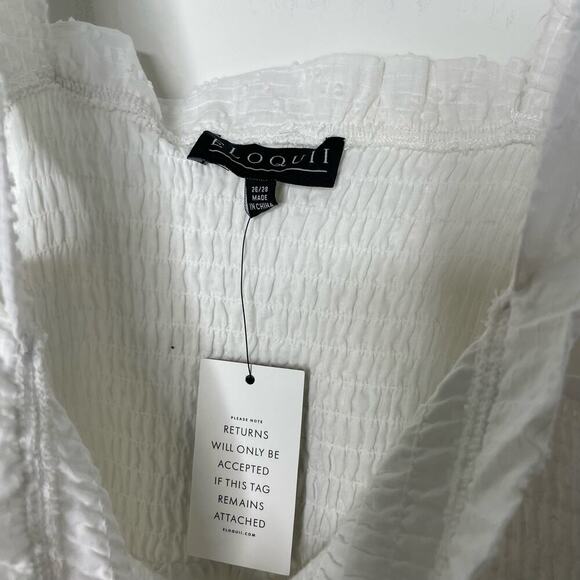 Eloquii NWT White Smocked Bodice Ruffle Midi Dress 26/28 - Picture 5 of 8